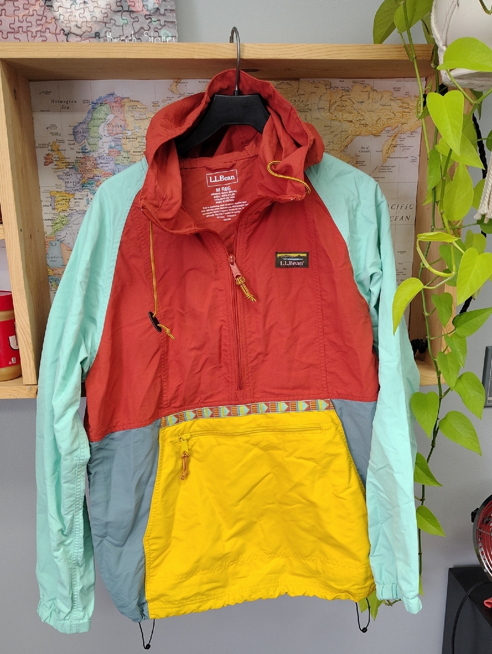 L.L. Bean Colorblock Pullover Anorak -size Medium